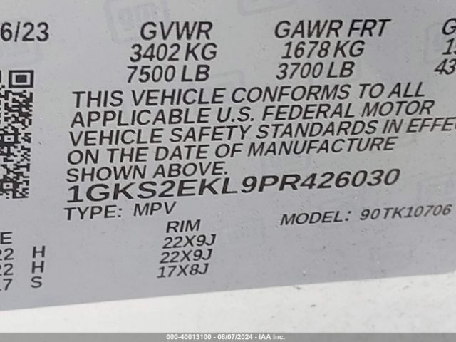 Photo 8 VIN: 1GKS2EKL9PR426030 - GMC YUKON 