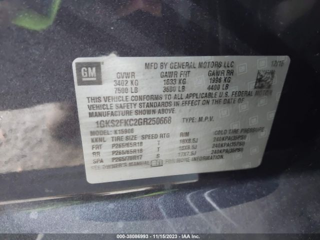 Photo 8 VIN: 1GKS2FKC2GR250668 - GMC YUKON XL 