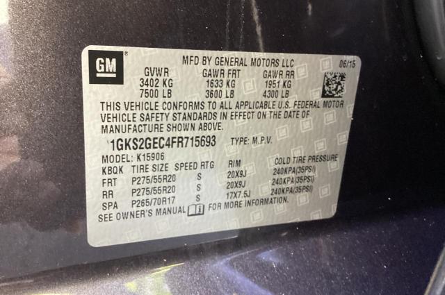 Photo 9 VIN: 1GKS2GEC4FR715693 - GMC YUKON XL K 