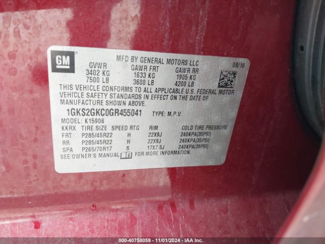 Photo 8 VIN: 1GKS2GKC0GR455041 - GMC YUKON XL 