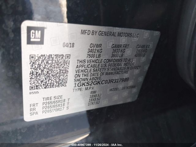 Photo 8 VIN: 1GKS2GKC0JR317989 - GMC YUKON XL 