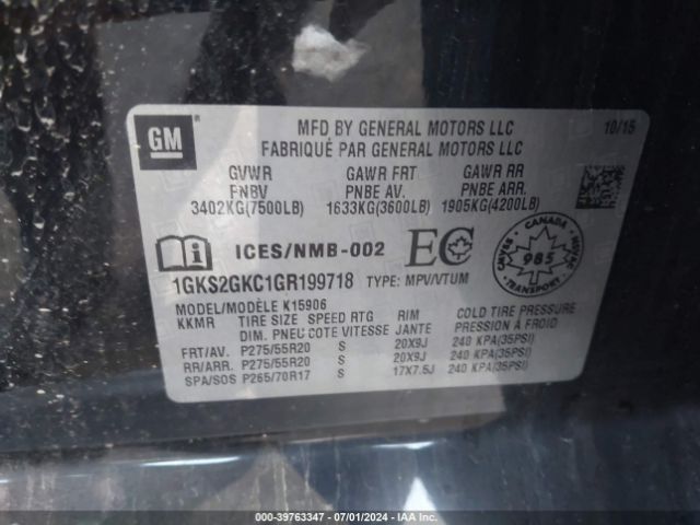 Photo 8 VIN: 1GKS2GKC1GR199718 - GMC YUKON XL 