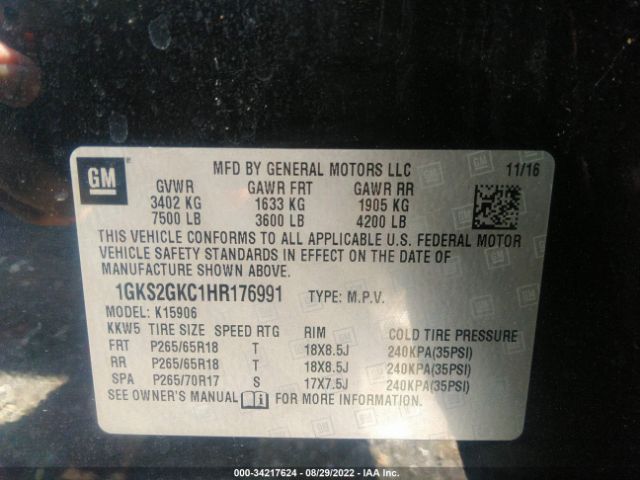 Photo 8 VIN: 1GKS2GKC1HR176991 - GMC YUKON XL 