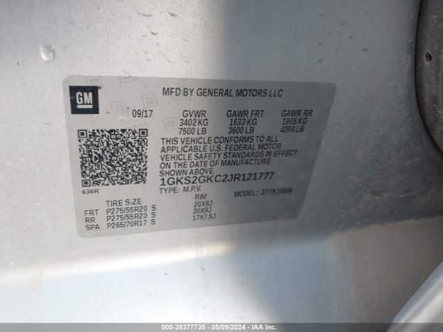 Photo 8 VIN: 1GKS2GKC2JR121777 - GMC YUKON XL 