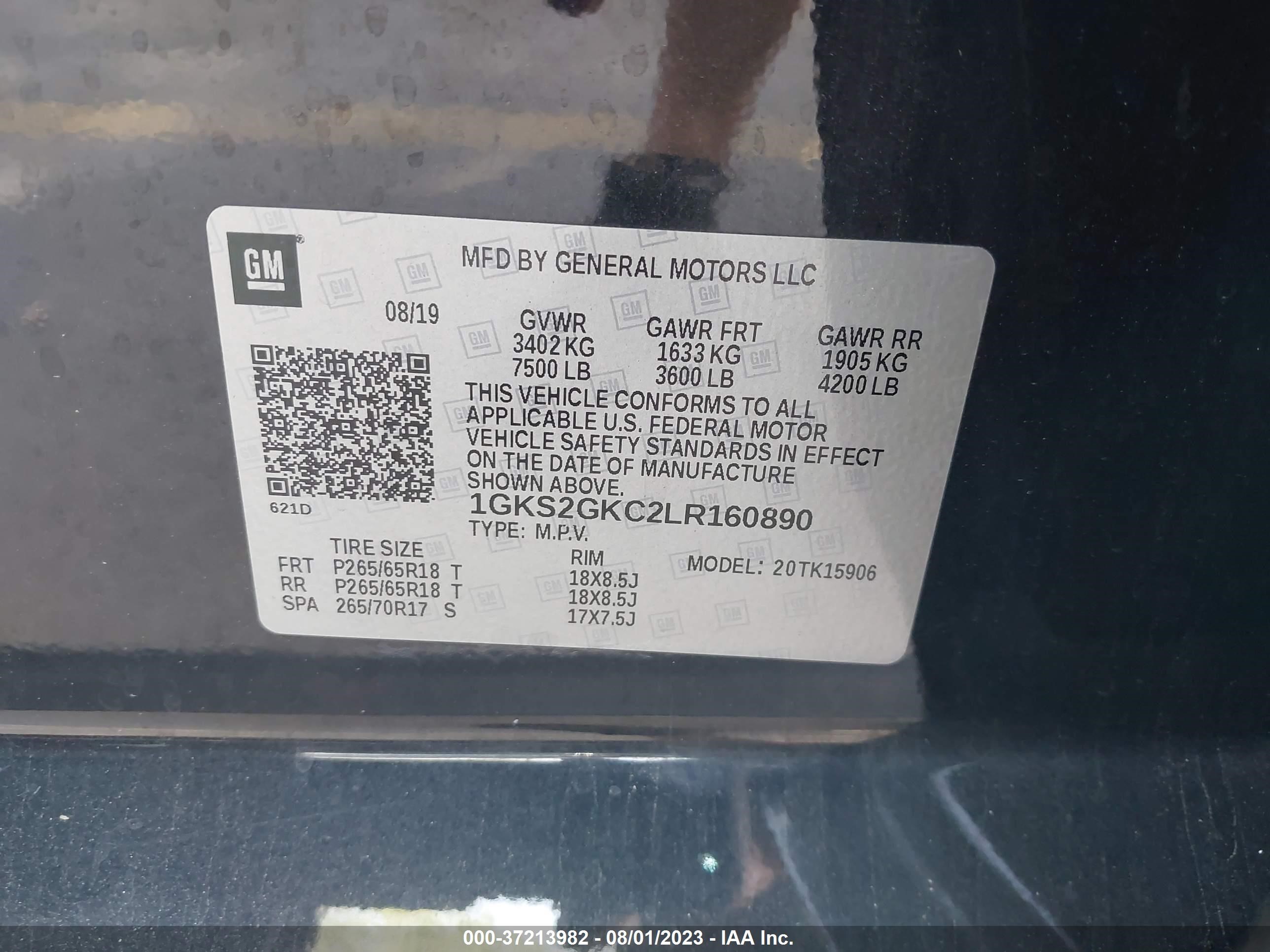 Photo 8 VIN: 1GKS2GKC2LR160890 - GMC YUKON 