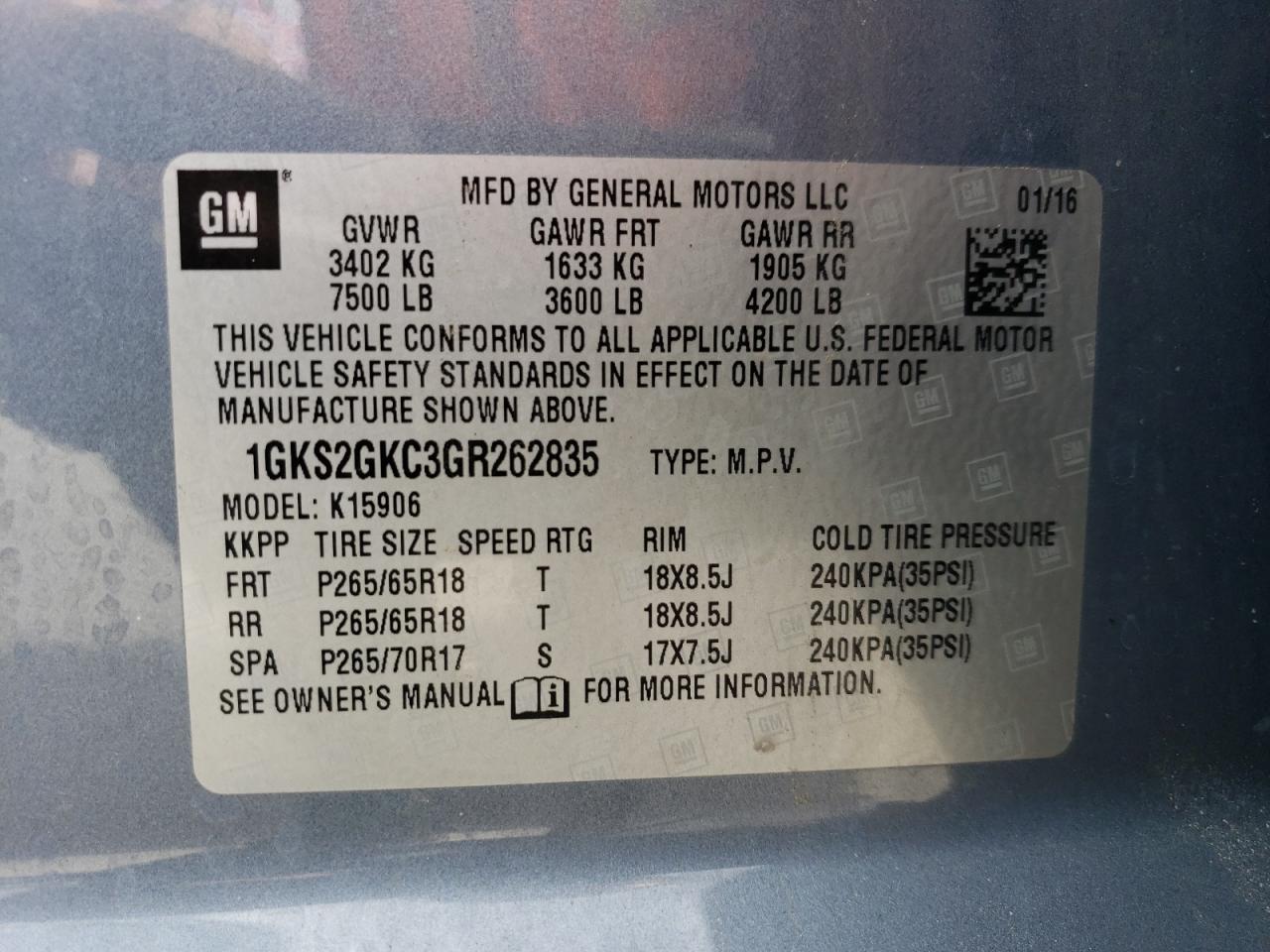 Photo 13 VIN: 1GKS2GKC3GR262835 - GMC YUKON 