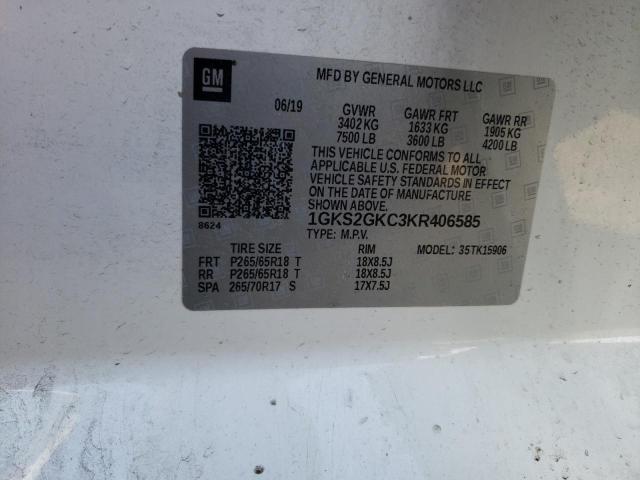 Photo 12 VIN: 1GKS2GKC3KR406585 - GMC YUKON XL K 