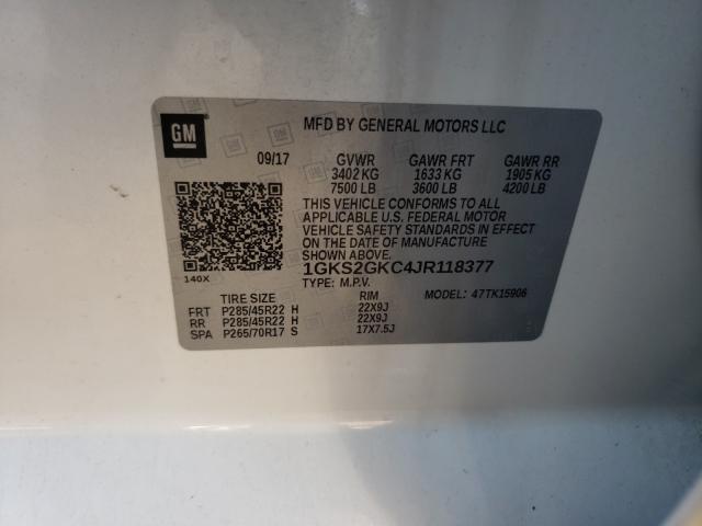 Photo 9 VIN: 1GKS2GKC4JR118377 - GMC YUKON XL K 