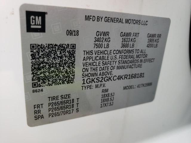 Photo 9 VIN: 1GKS2GKC4KR168181 - GMC YUKON XL K 