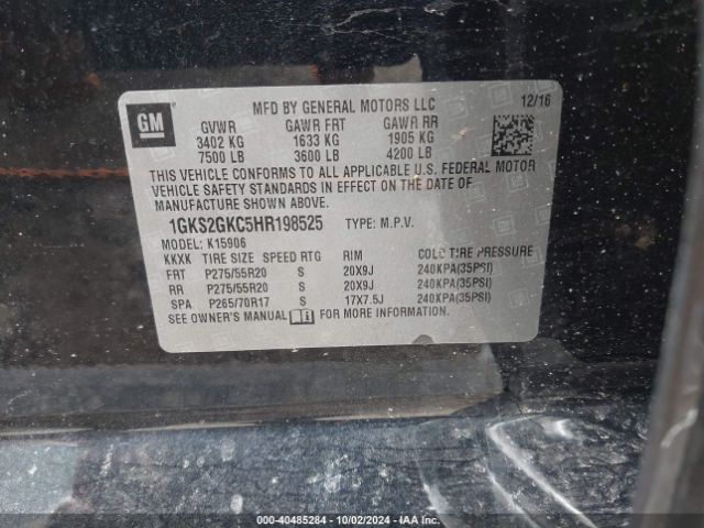 Photo 8 VIN: 1GKS2GKC5HR198525 - GMC YUKON XL 