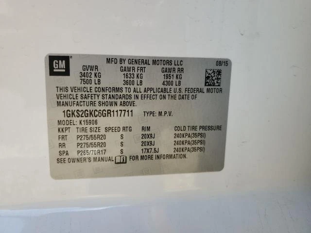 Photo 11 VIN: 1GKS2GKC6GR117711 - GMC YUKON XL K 