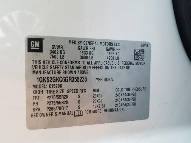 Photo 9 VIN: 1GKS2GKC6GR355235 - GMC YUKON XL K 