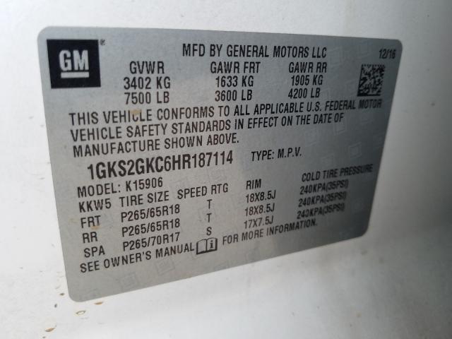 Photo 9 VIN: 1GKS2GKC6HR187114 - GMC YUKON XL K 