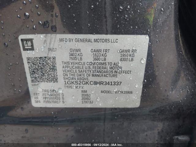 Photo 8 VIN: 1GKS2GKC8HR341337 - GMC YUKON XL 