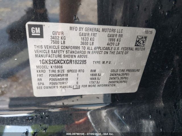 Photo 8 VIN: 1GKS2GKCXGR182285 - GMC YUKON XL 