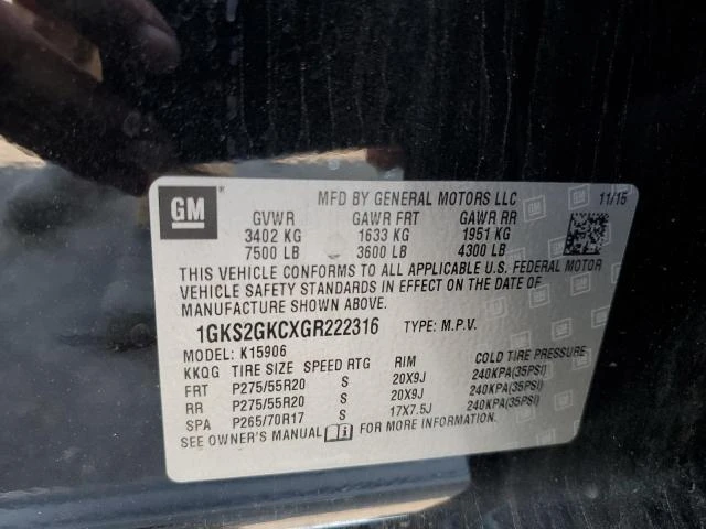 Photo 12 VIN: 1GKS2GKCXGR222316 - GMC YUKON XL K 