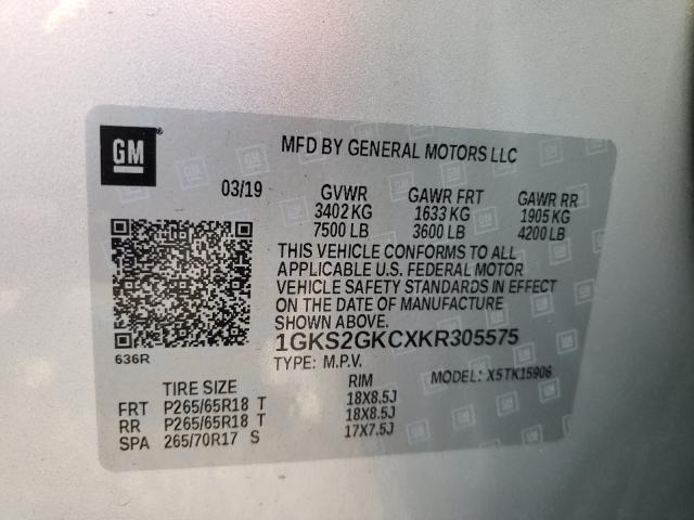 Photo 9 VIN: 1GKS2GKCXKR305575 - GMC YUKON XL K 