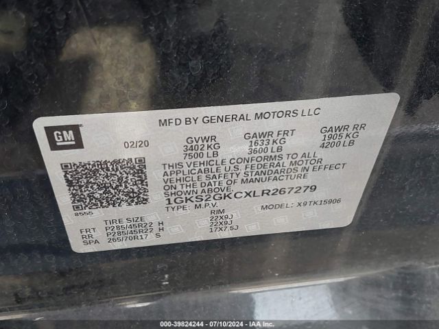 Photo 8 VIN: 1GKS2GKCXLR267279 - GMC YUKON XL 