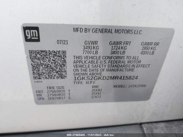 Photo 8 VIN: 1GKS2GKD2MR415824 - GMC YUKON XL 