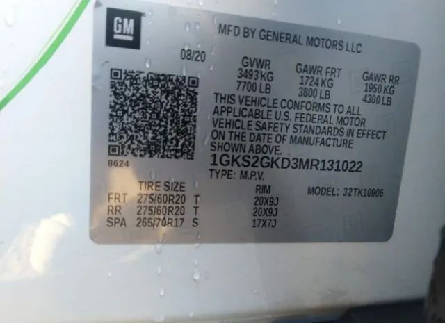 Photo 8 VIN: 1GKS2GKD3MR131022 - GMC YUKON 