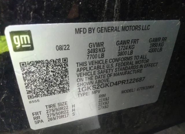 Photo 8 VIN: 1GKS2GKD4PR122687 - GMC YUKON XL 