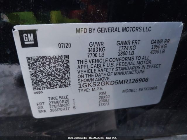 Photo 8 VIN: 1GKS2GKD5MR126906 - GMC YUKON XL 