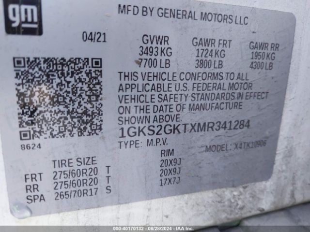 Photo 8 VIN: 1GKS2GKTXMR341284 - GMC YUKON XL 