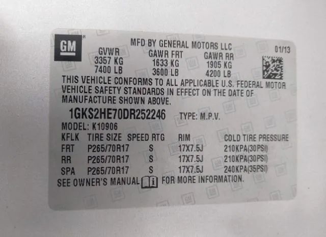 Photo 8 VIN: 1GKS2HE70DR252246 - GMC YUKON XL 