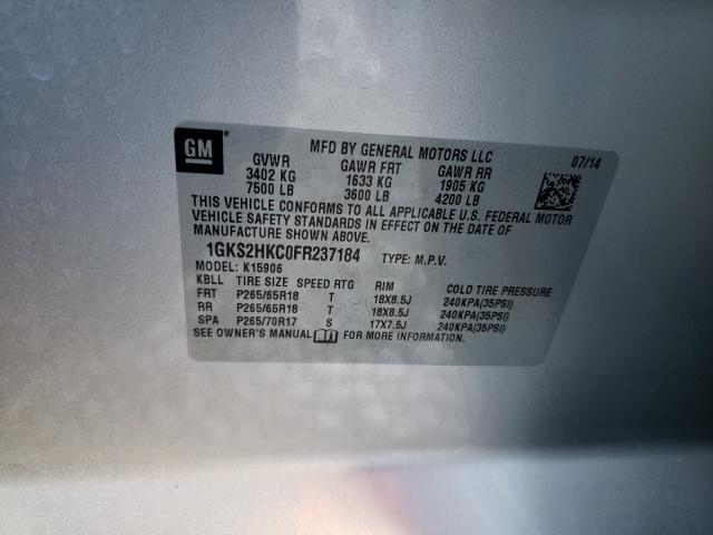 Photo 9 VIN: 1GKS2HKC0FR237184 - GMC YUKON XL K 