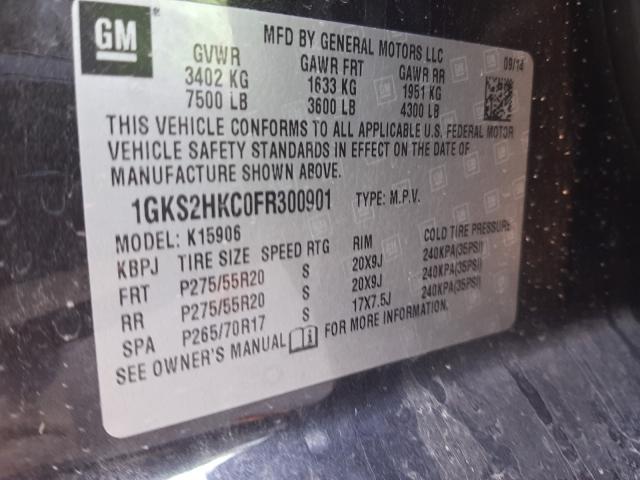 Photo 9 VIN: 1GKS2HKC0FR300901 - GMC YUKON XL K 