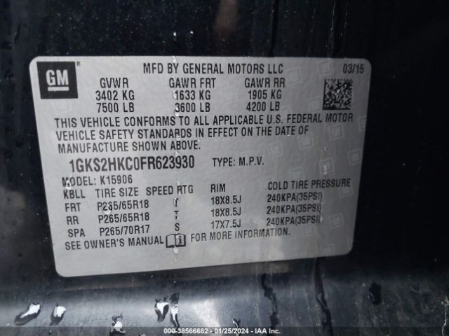 Photo 8 VIN: 1GKS2HKC0FR623930 - GMC YUKON XL 1500 