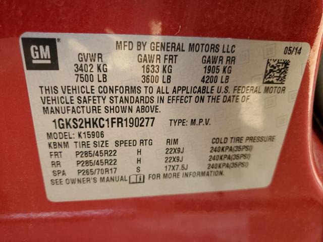 Photo 12 VIN: 1GKS2HKC1FR190277 - GMC YUKON XL K 