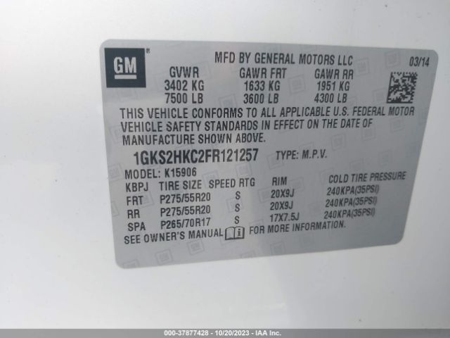 Photo 8 VIN: 1GKS2HKC2FR121257 - GMC YUKON XL 1500 