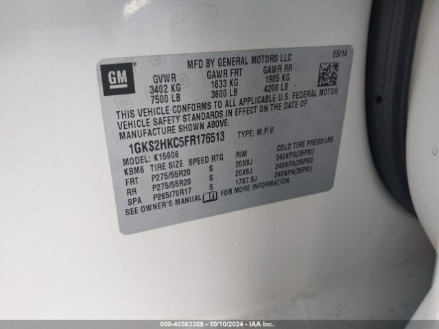 Photo 8 VIN: 1GKS2HKC5FR176513 - GMC YUKON XL 