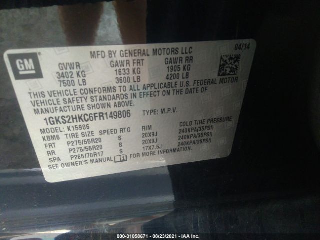 Photo 8 VIN: 1GKS2HKC6FR149806 - GMC YUKON XL 