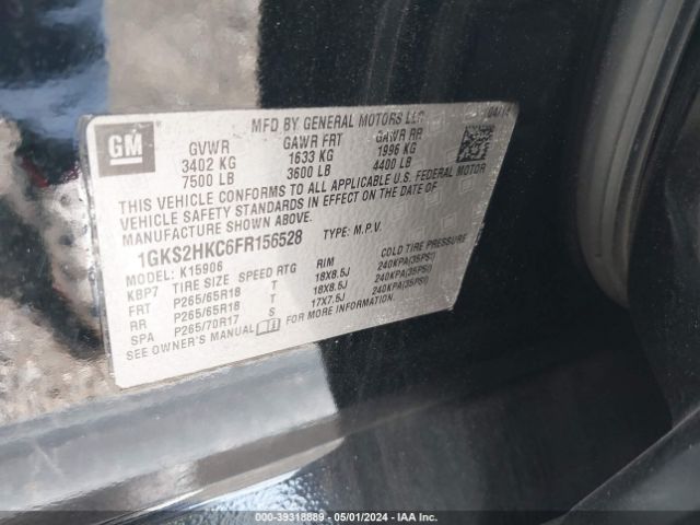 Photo 8 VIN: 1GKS2HKC6FR156528 - GMC YUKON XL 1500 