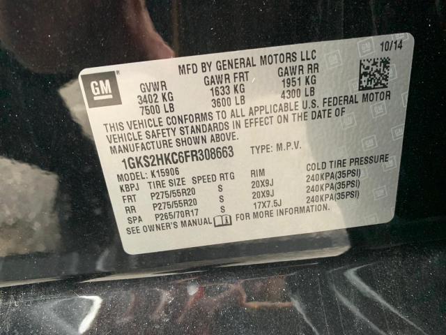 Photo 9 VIN: 1GKS2HKC6FR308663 - GMC YUKON XL K 