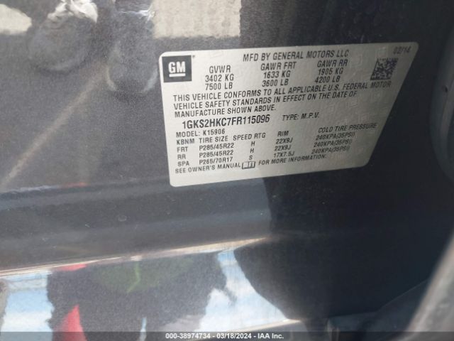 Photo 8 VIN: 1GKS2HKC7FR115096 - GMC YUKON XL 1500 