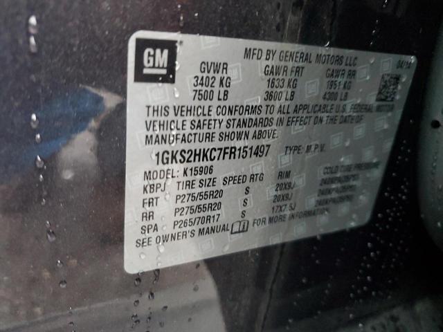 Photo 12 VIN: 1GKS2HKC7FR151497 - GMC YUKON XL K 