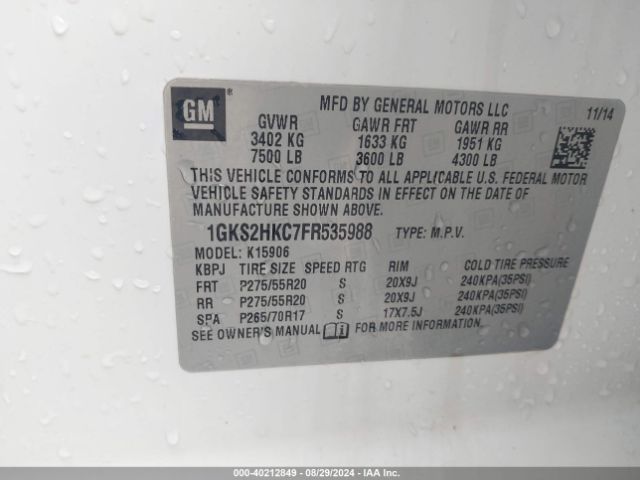 Photo 8 VIN: 1GKS2HKC7FR535988 - GMC YUKON XL 