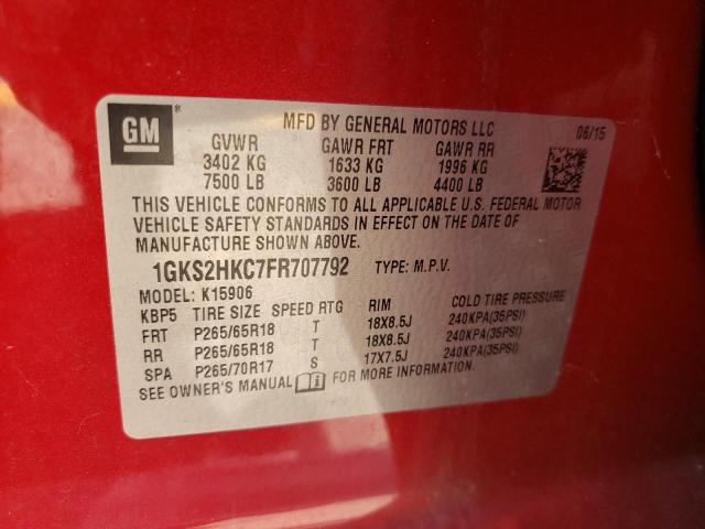 Photo 9 VIN: 1GKS2HKC7FR707792 - GMC YUKON XL K 