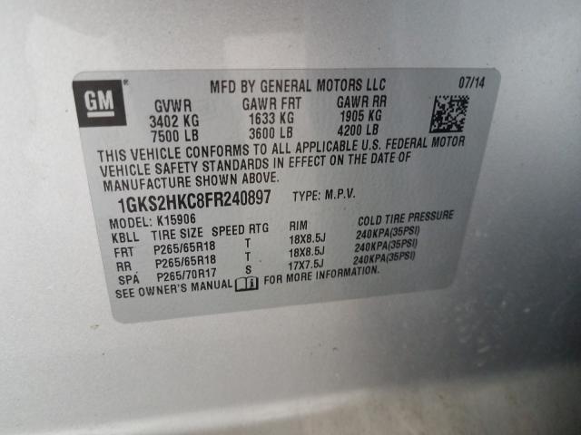 Photo 9 VIN: 1GKS2HKC8FR240897 - GMC YUKON XL K 