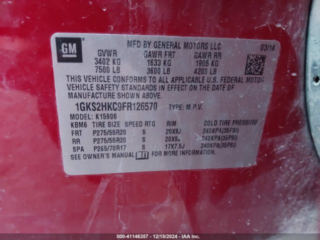 Photo 8 VIN: 1GKS2HKC9FR126570 - GMC YUKON XL 