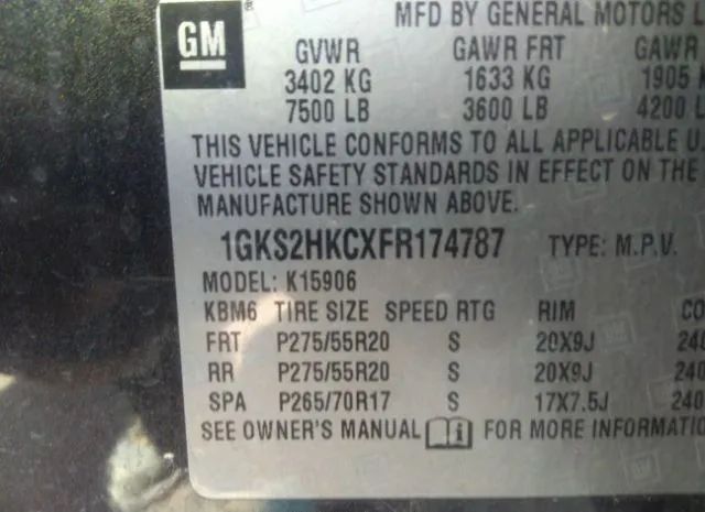 Photo 8 VIN: 1GKS2HKCXFR174787 - GMC YUKON XL 