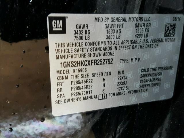 Photo 9 VIN: 1GKS2HKCXFR252792 - GMC YUKON XL 