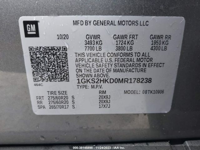 Photo 8 VIN: 1GKS2HKD0MR178238 - GMC YUKON XL 