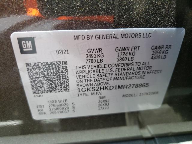 Photo 9 VIN: 1GKS2HKD1MR278865 - GMC YUKON XL K 