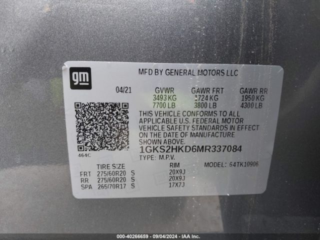 Photo 8 VIN: 1GKS2HKD6MR337084 - GMC YUKON XL 