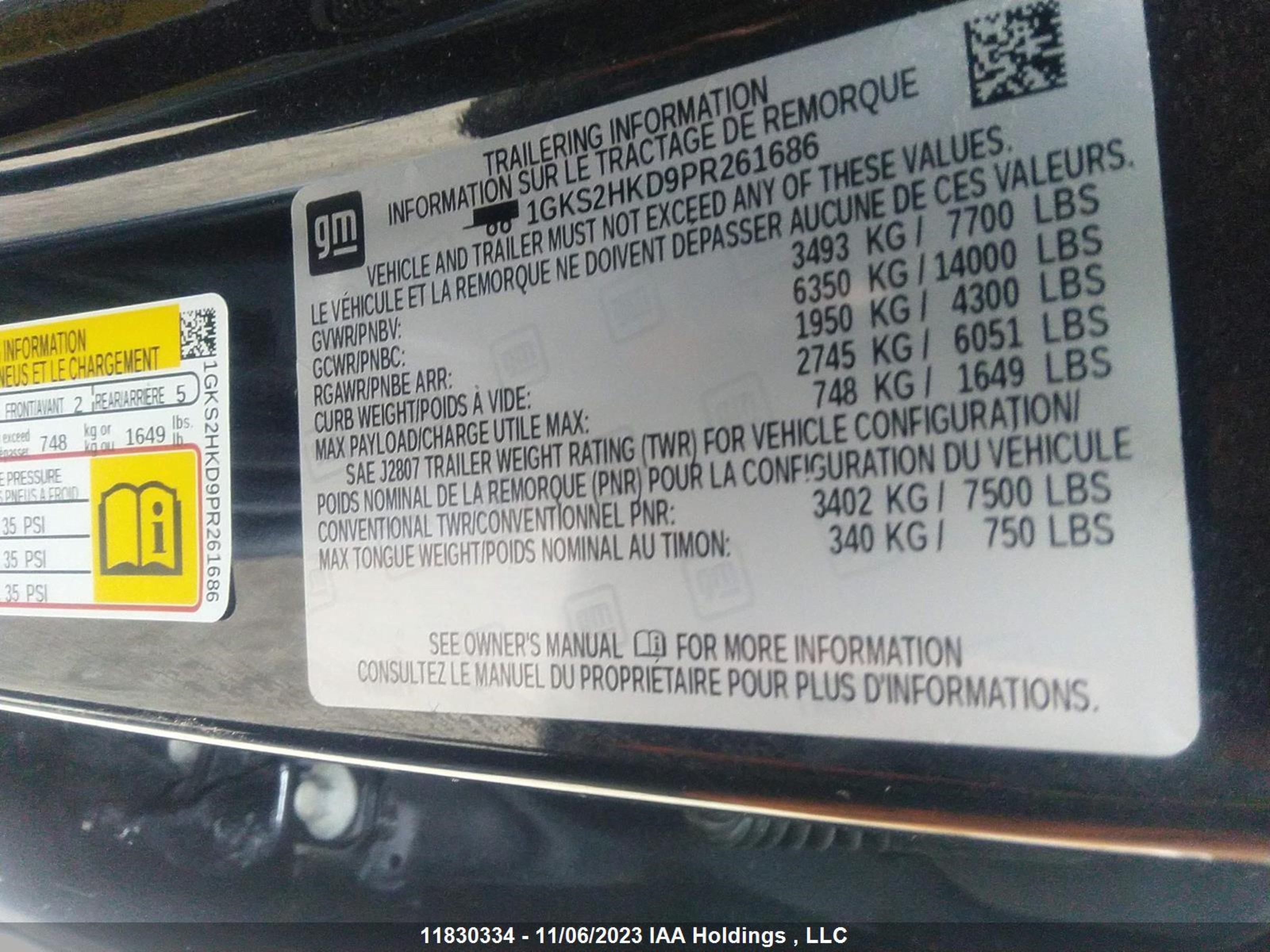 Photo 8 VIN: 1GKS2HKD9PR261686 - GMC YUKON 