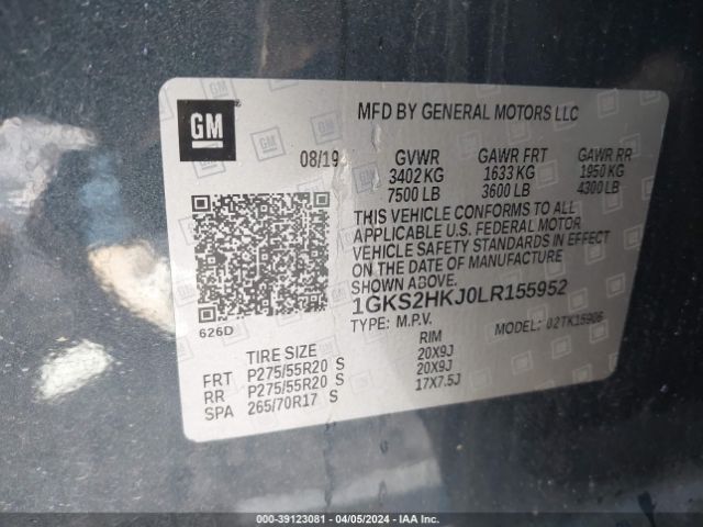 Photo 8 VIN: 1GKS2HKJ0LR155952 - GMC YUKON XL 